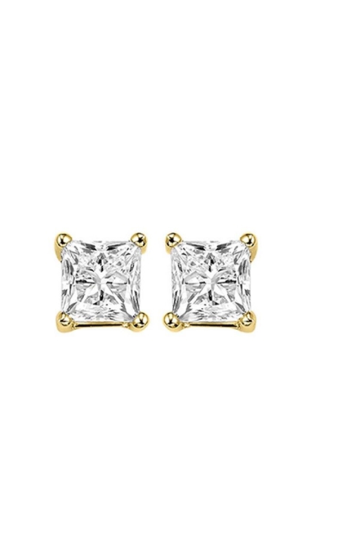 14k Yellow Gold Princess Diamond Stud Earrings 3/4ct