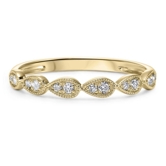 14K Yellow Gold Teardrop Diamond Band
