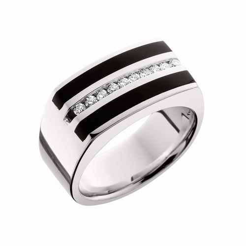 Mens White Gold and Onyx Ring