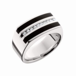 Mens White Gold and Onys Ring thumbnail 1