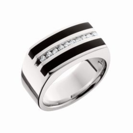Mens White Gold and Onys Ring