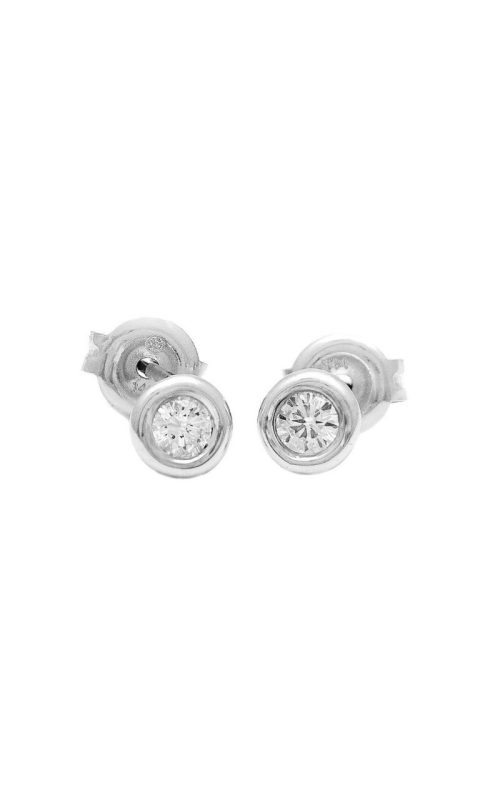 14k White Gold .19cttw Round Diamond Bezel Set Stud Earrings