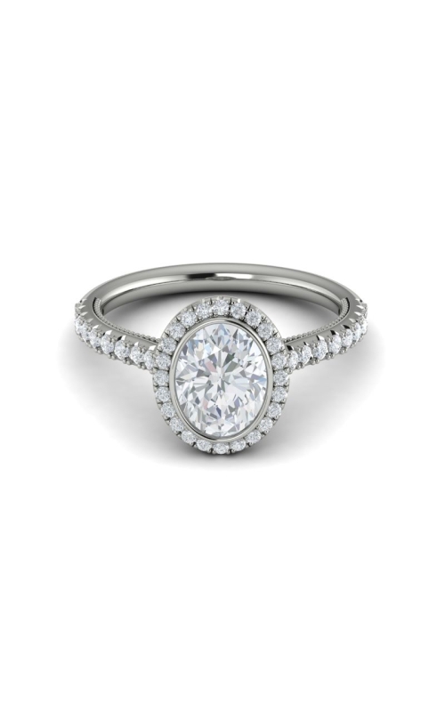 Medawar Crown Collection 14k White Gold 1.53ct Oval Lab Grown Diamond Bezel Engagement Ring