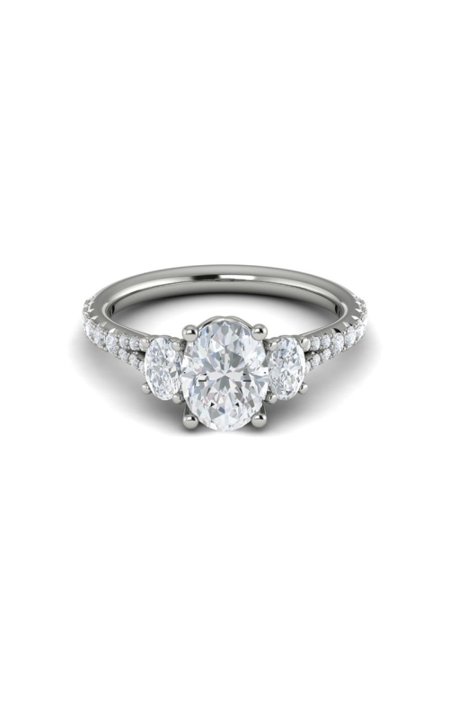 Medawar Crown Collection 14k White Gold 1.50ct Oval Lab Grown Diamond 3 Stone Engagement Ring