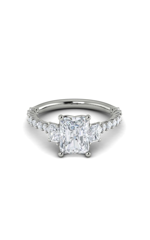 Medawar Crown Collection 14k White Gold 2.00ct Emerald Lab Grown Diamond 3 Stone Engagement Ring