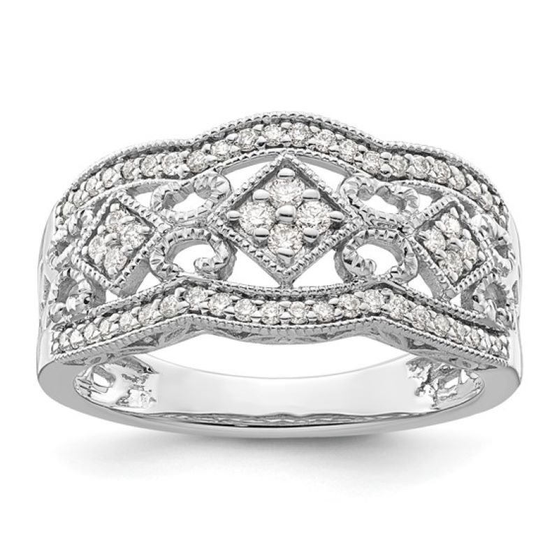 14KT White Gold 0.33 cttw. Diamond Vintage Ring