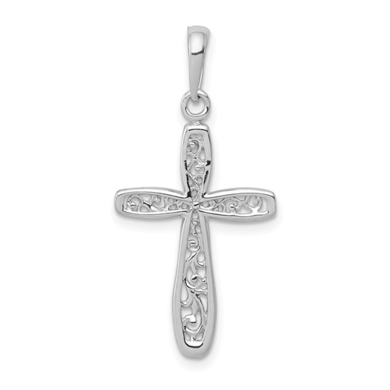 White Gold Filigree Cross Pendant White Gold Filigree Cross Pendant