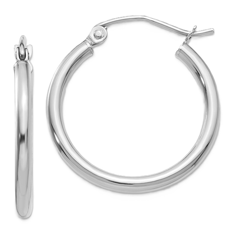 14k White Gold Polished 2x20mm Tube Hoop Earrings 14k White Gold Polished 2x20mm Tube Hoop Earrings