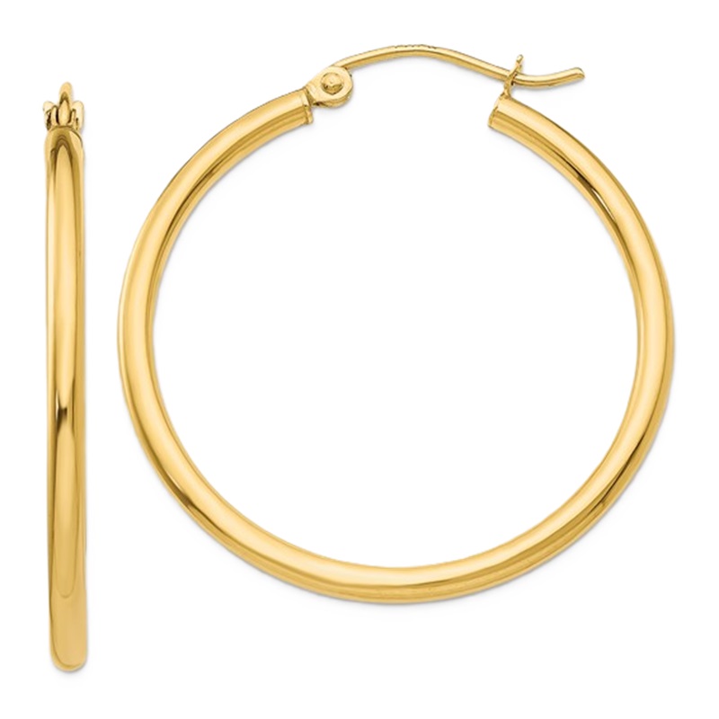 14k Yellow Gold 2x30mm Hoop Earrings 14k Yellow Gold 2x30mm Hoop Earrings