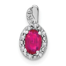 Ruby & Diamond Halo Pendant w/ Chain thumbnail 2