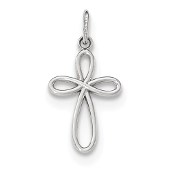 14K White Gold Cross Pendant with Chain