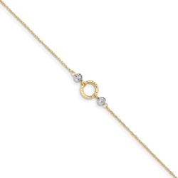 14K Yellow and White Gold Circle Anklet