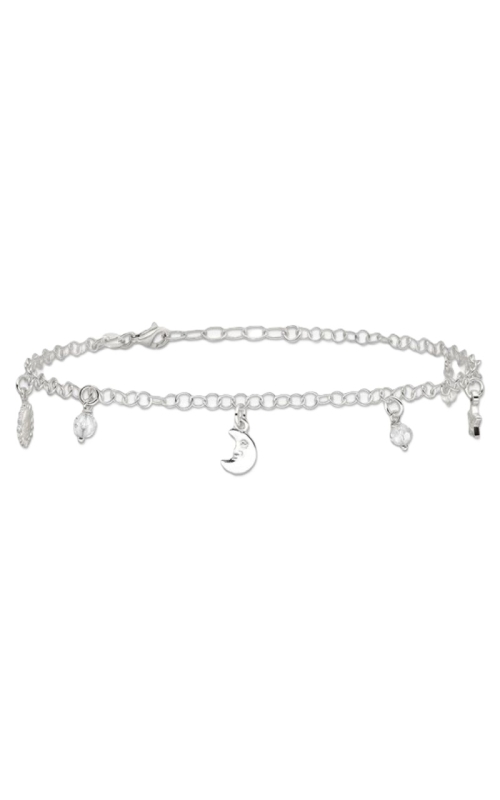 Sterling Silver Polished Sun Moon And Stars Anklet
