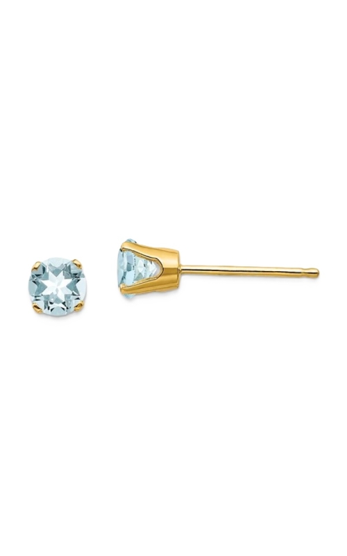 14k Yellow Gold 4mm Aqua Stud Earrings