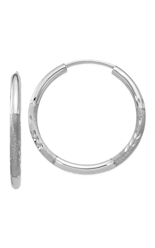 14k White Gold 2mm Diamond-cut Endless Hoop Earrings