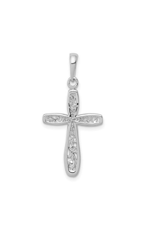 14K White Gold Cross Pendant