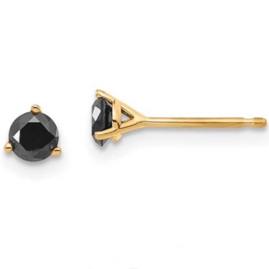 14ky .40ct. Black Diamond Stud Earrings
