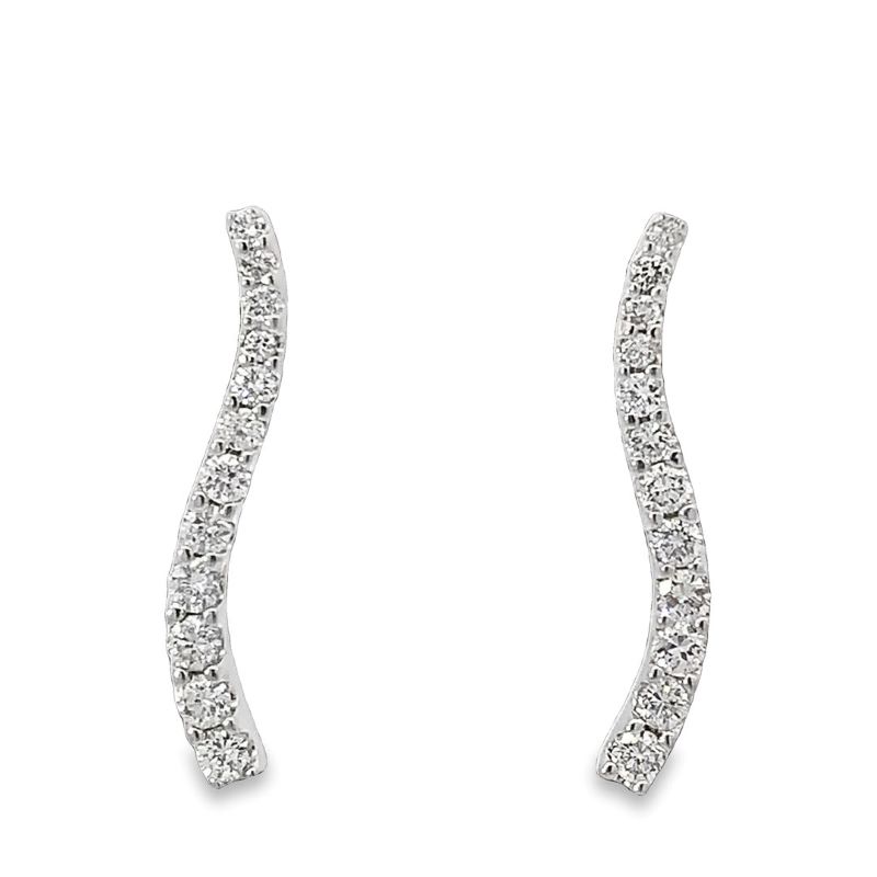 14K White Gold Diamond Journey Earrings