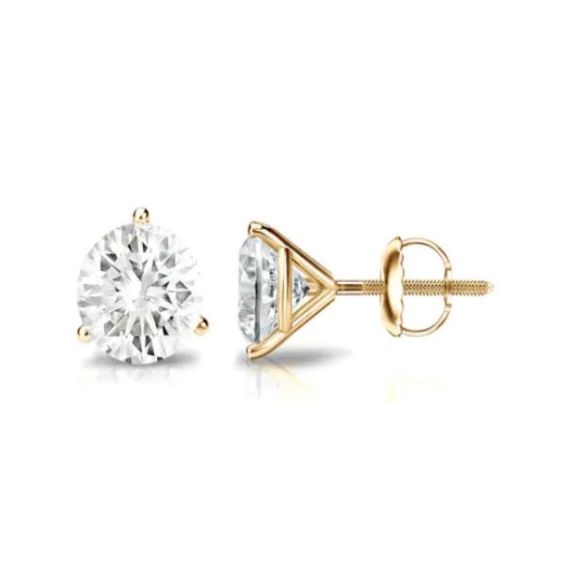 14K Yellow Gold Round Diamond Stud Earrings 14K Yellow Gold Round Diamond Stud Earrings