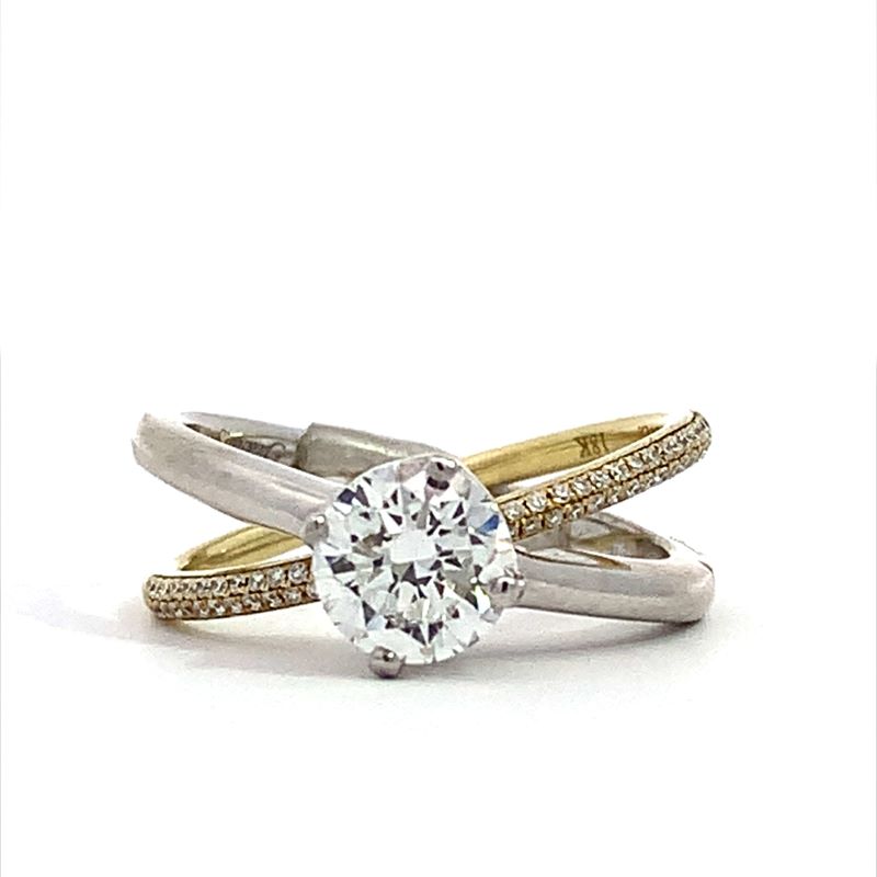 18k White/Yellow Gold 1.02ct Round Above Ground Lab Grown Diamond Center Engagement Ring 18k White/Yellow Gold 1.02ct Round Above Ground Lab Grown Diamond Center Engagement Ring
