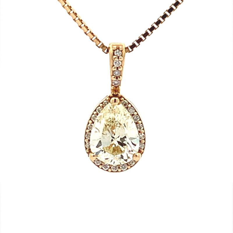 14K Yellow Diamond Pendant with Chain