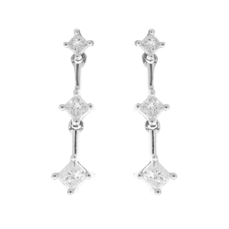 14K White Gold Diamond Drop Earrings