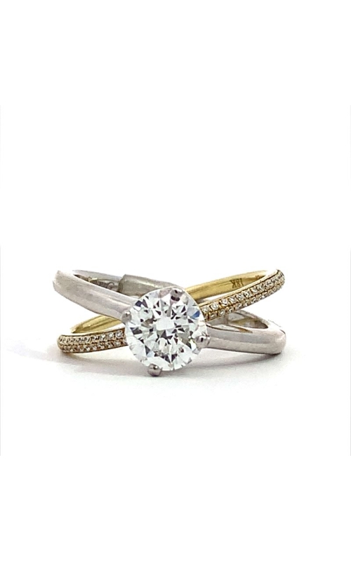 18k White/Yellow Gold 1.02ct Round Above Ground Lab Grown Diamond Center Engagement Ring