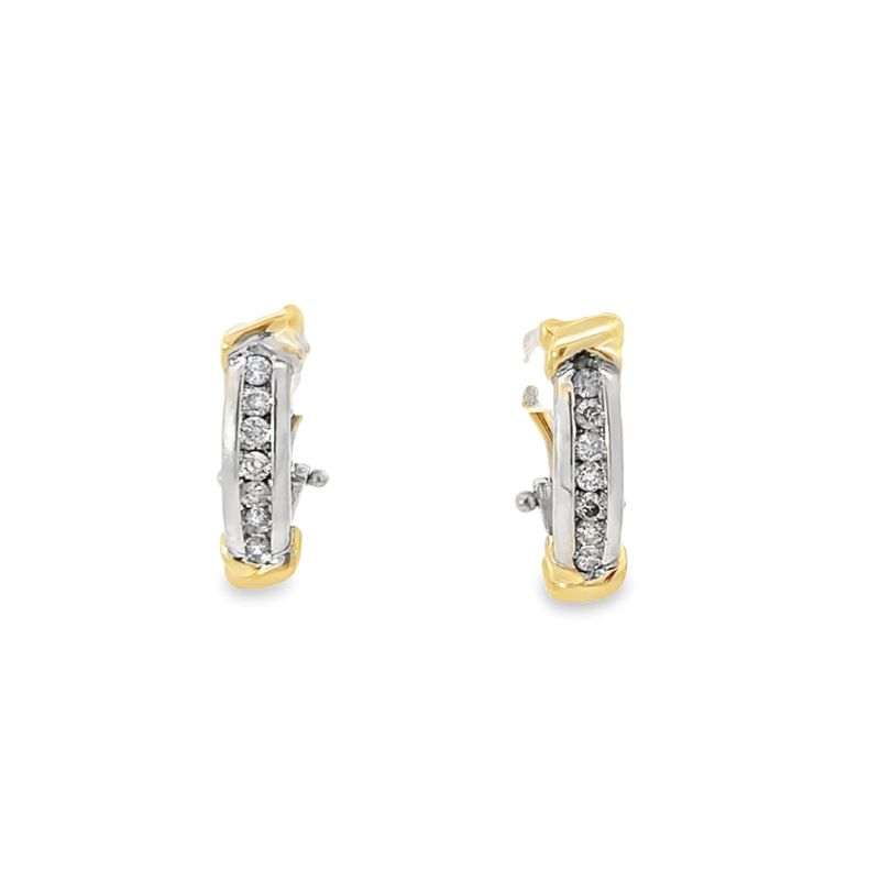 Estate 14k White and Yellow Gold Diamond Earrings Estate 14k White and Yellow Gold Diamond Earrings