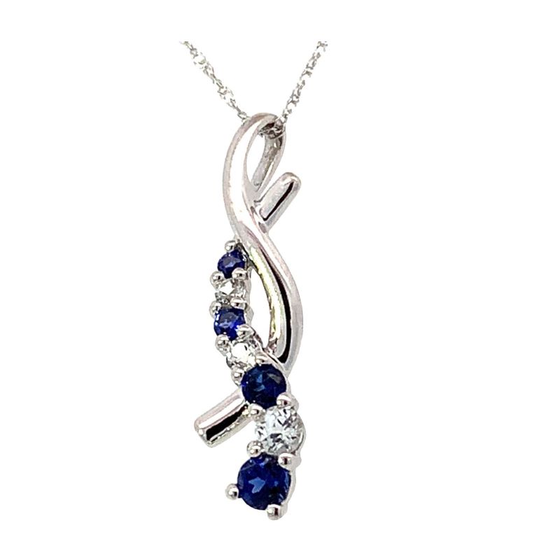Estate Lab-Made Sapphire and CZ Pendant