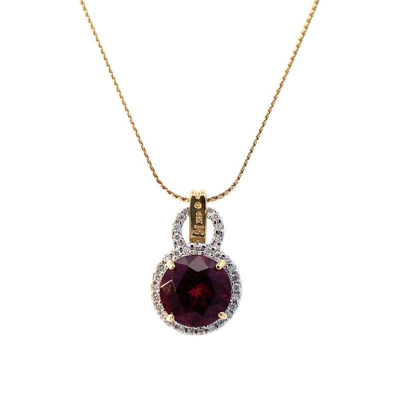 Estate Rhodolite Garnet & Diamond Pendant Estate Rhodolite Garnet & Diamond Pendant