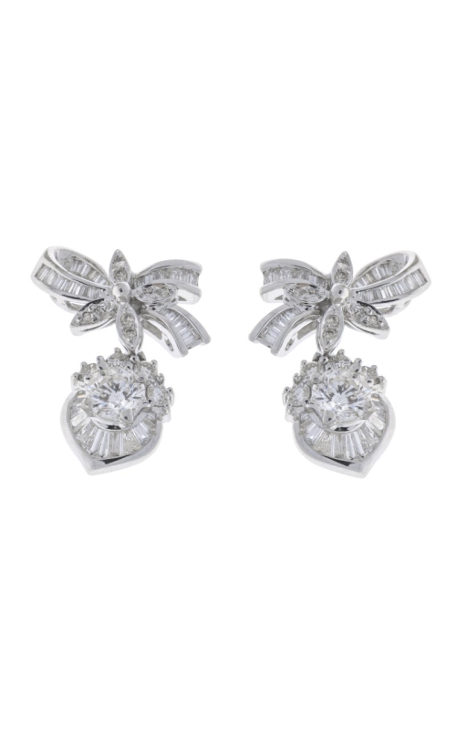 18K White Gold Ribbon Diamond Earrings