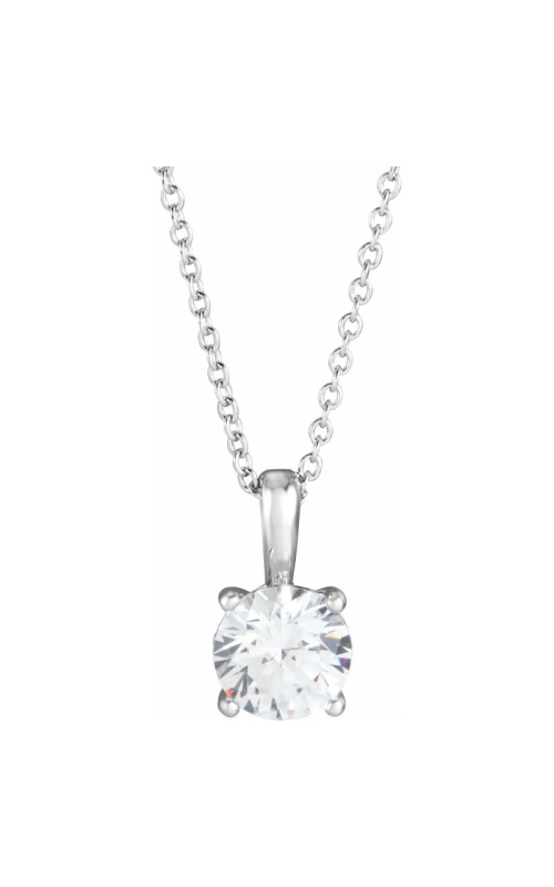 14k White Gold Round Diamond Drop Necklace