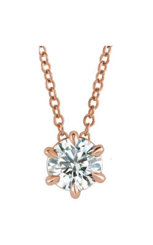 14k Rose Gold Diamond Solitaire Necklace
