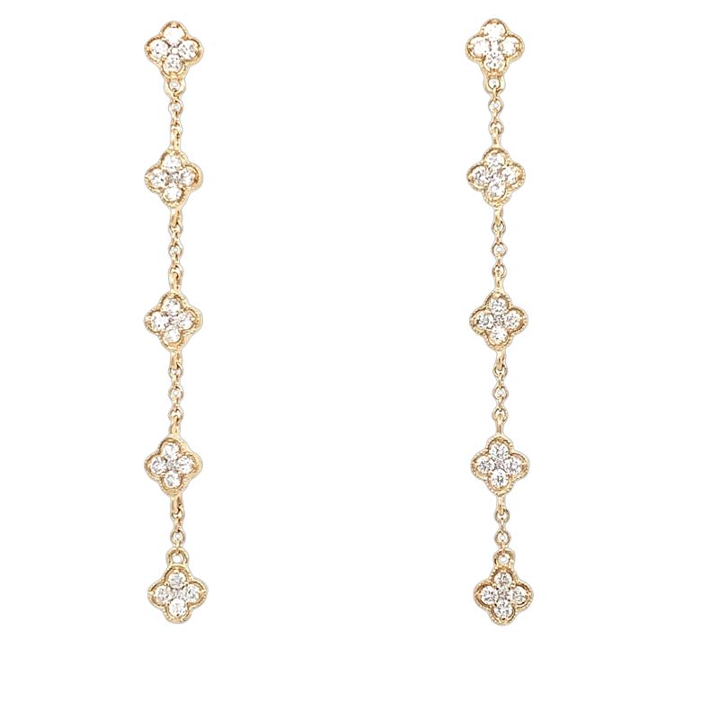 Diamond 5 Clover Dangle Earrings Diamond 5 Clover Dangle Earrings