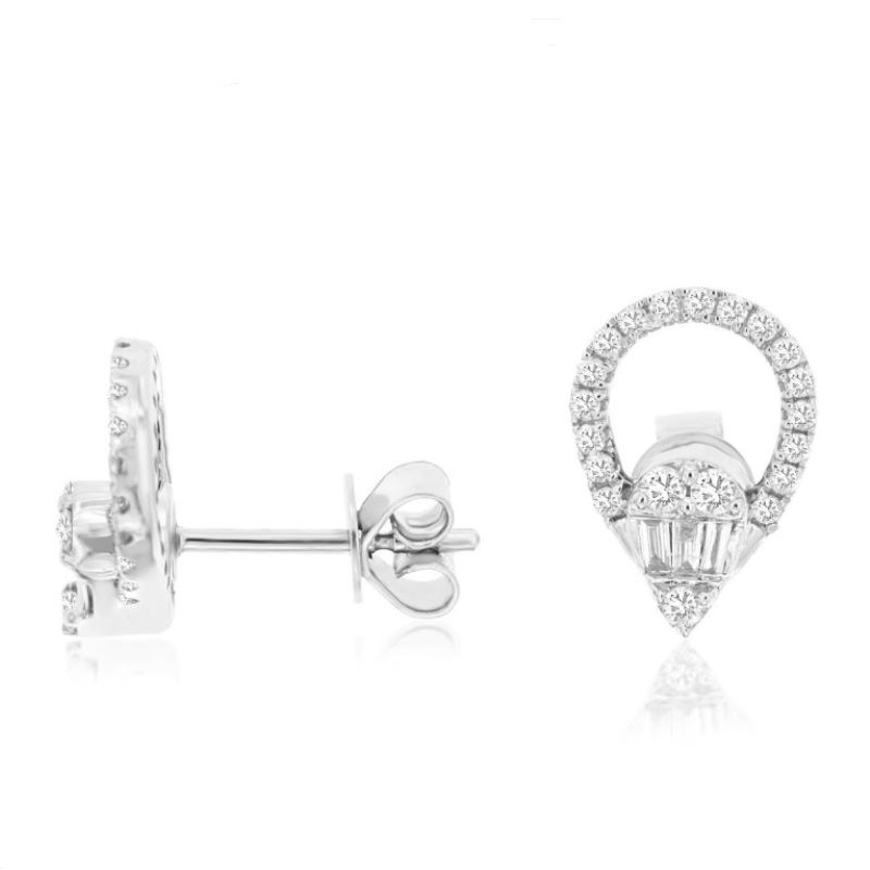 Round/Baguette Diamond Cluster Stud Earrings Round/Baguette Diamond Cluster Stud Earrings
