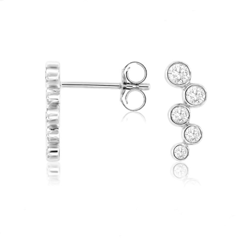 14k White Gold .33cttw Diamond Offset Graduated Dangle Earrings 14k White Gold .33cttw Diamond Offset Graduated Dangle Earrings