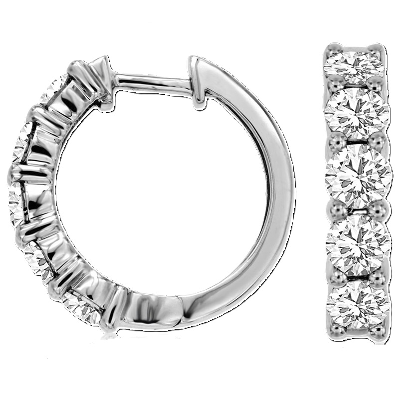 14k White Gold 2.00cttw Diamond 1/2 Hoop Earrings 14k White Gold 2.00cttw Diamond 1/2 Hoop Earrings