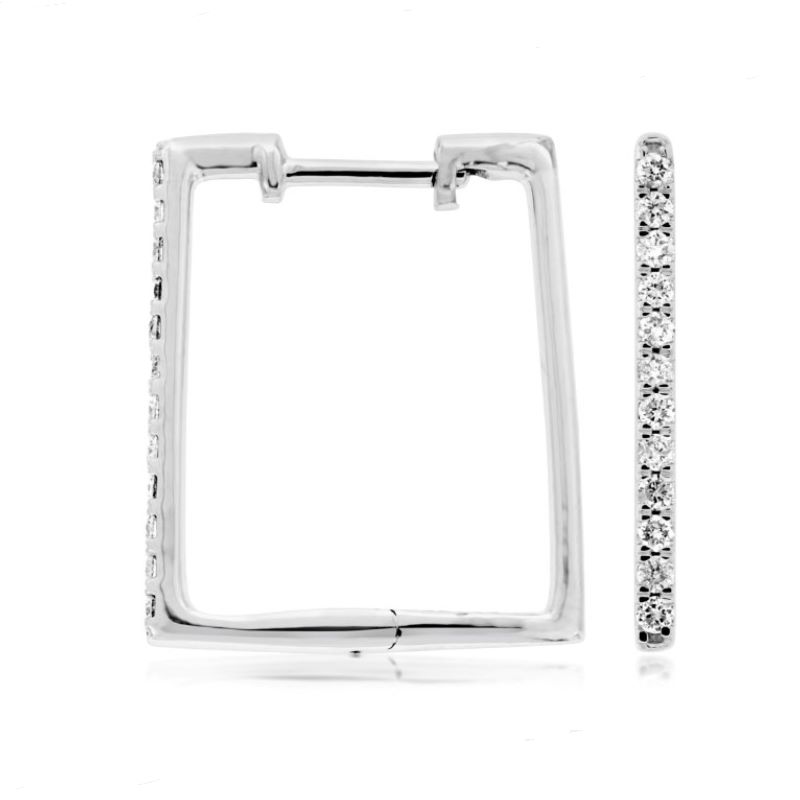 14k White Gold Diamond Square Hoop Earrings 14k White Gold Diamond Square Hoop Earrings