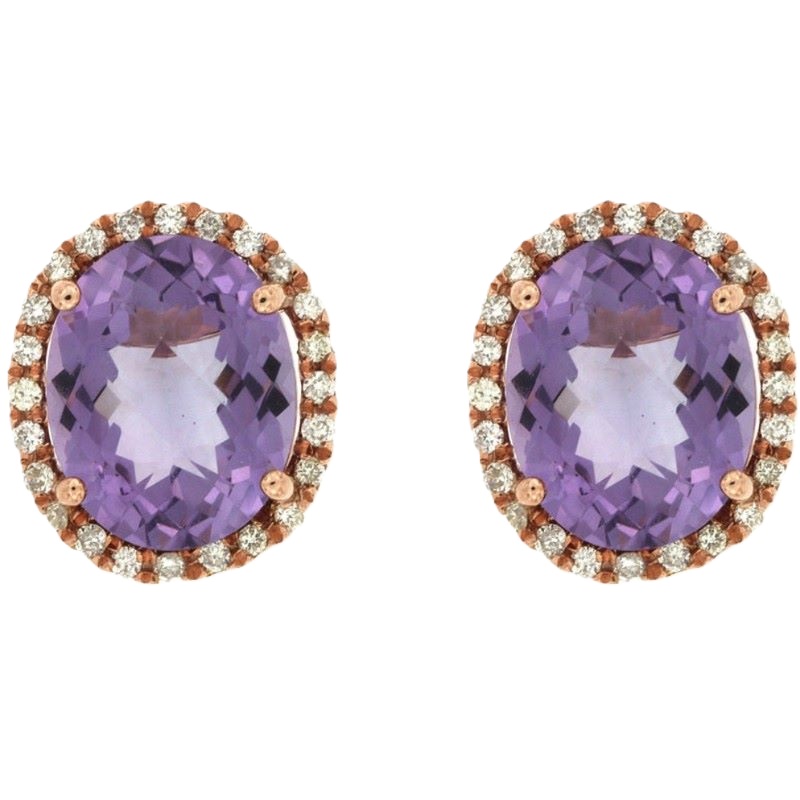 Amethyst & Diamond Halo Stud Earrings Amethyst & Diamond Halo Stud Earrings