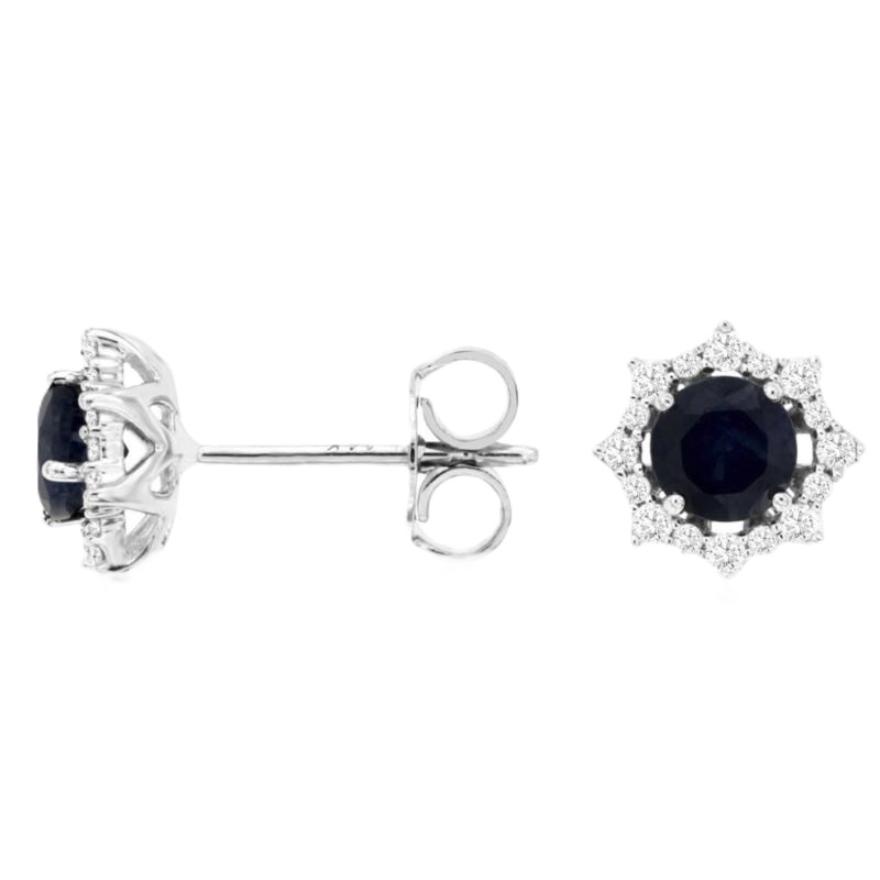 14k White Gold Sapphire & Diamond Earrings 14k White Gold Sapphire & Diamond Earrings
