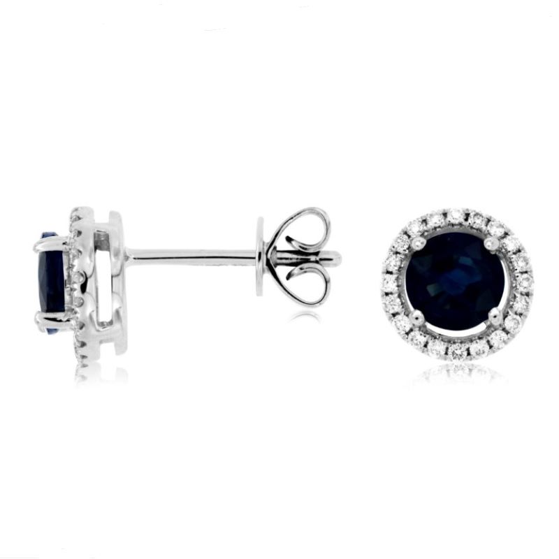 14k White Gold Sapphire & Diamond Earrings 14k White Gold Sapphire & Diamond Earrings