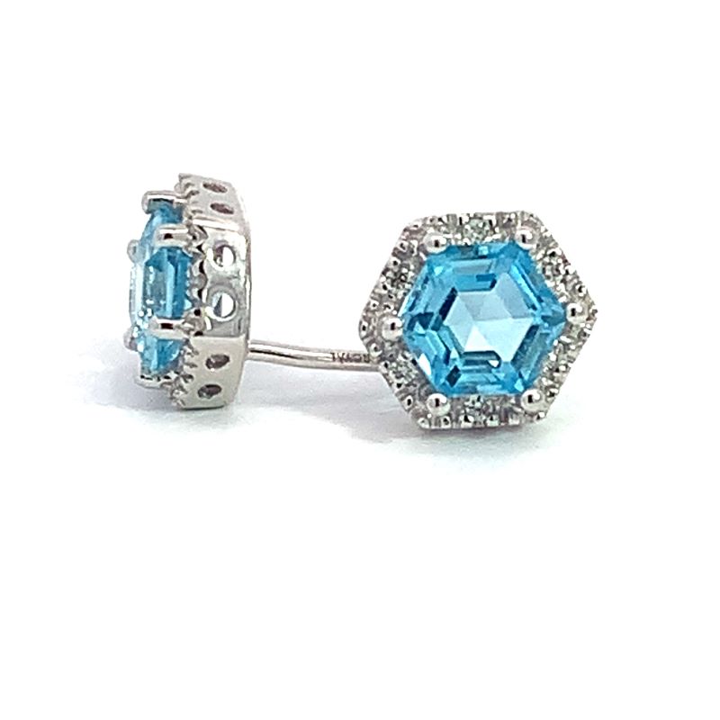 14k White Gold Blue Topaz & Diamond Earrings 14k White Gold Blue Topaz & Diamond Earrings