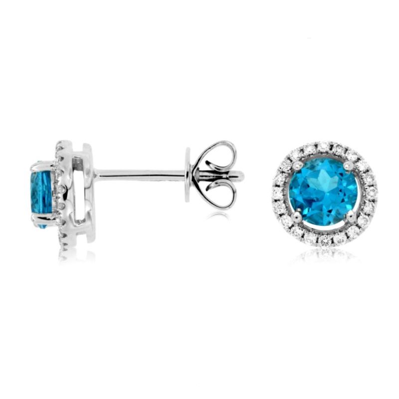 14k White Gold Blue Topaz & Diamond Earrings 14k White Gold Blue Topaz & Diamond Earrings