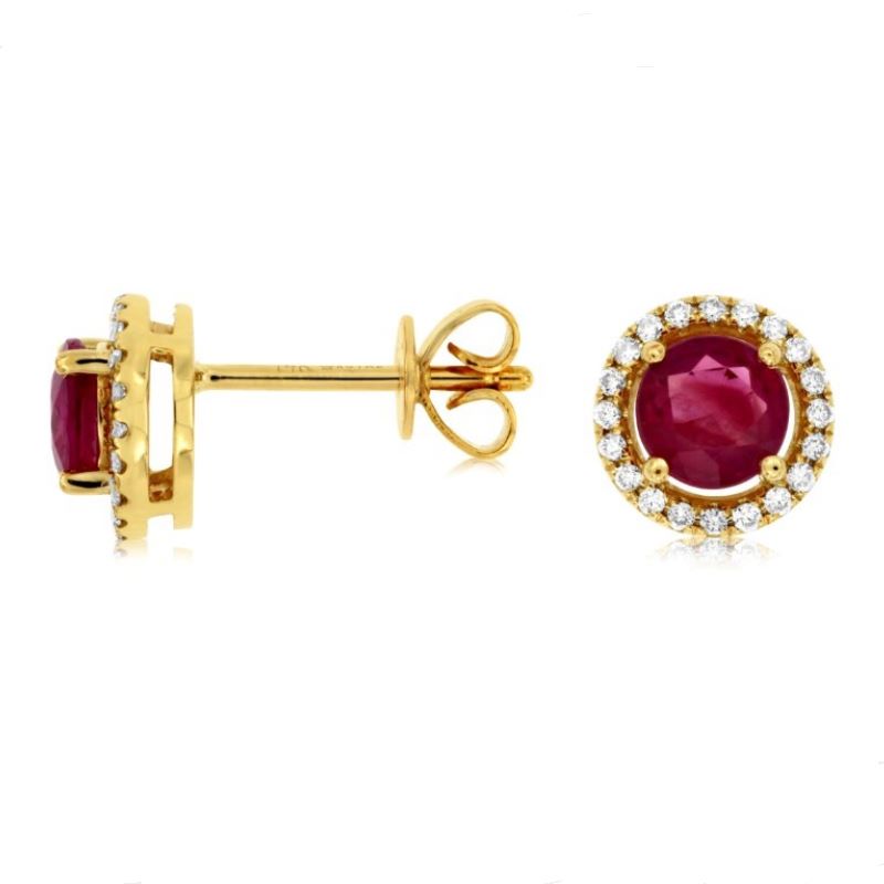 Ruby & Diamond Halo Stud Earrings Ruby & Diamond Halo Stud Earrings