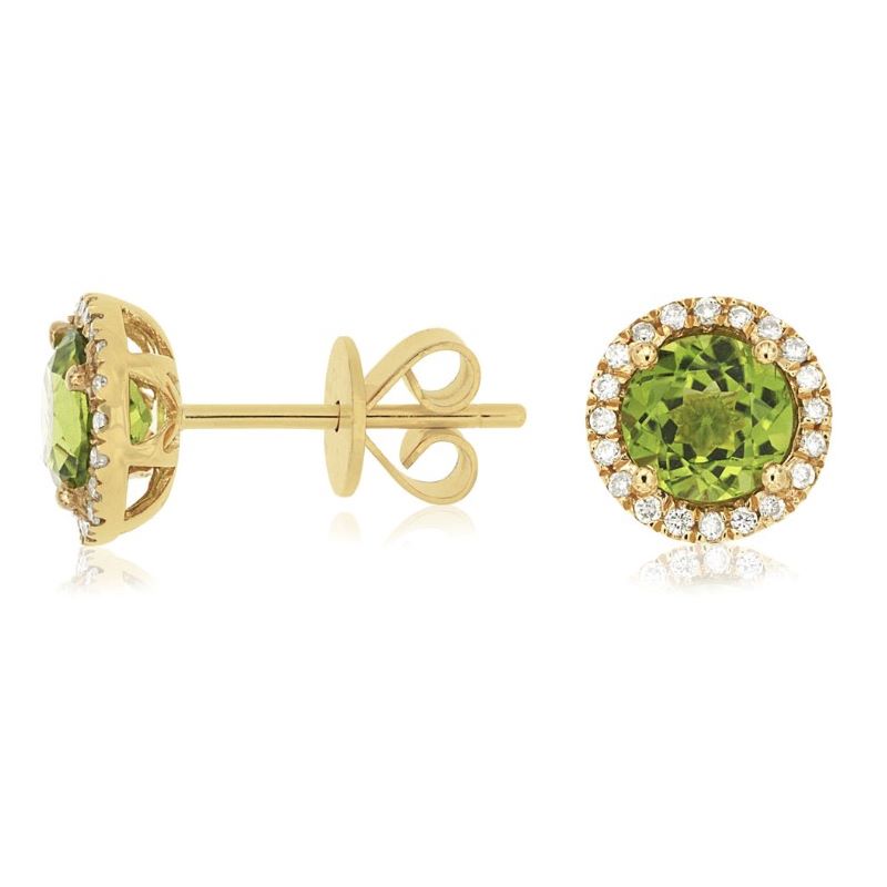 Peridot and Diamond Halo Stud Earrings Peridot and Diamond Halo Stud Earrings