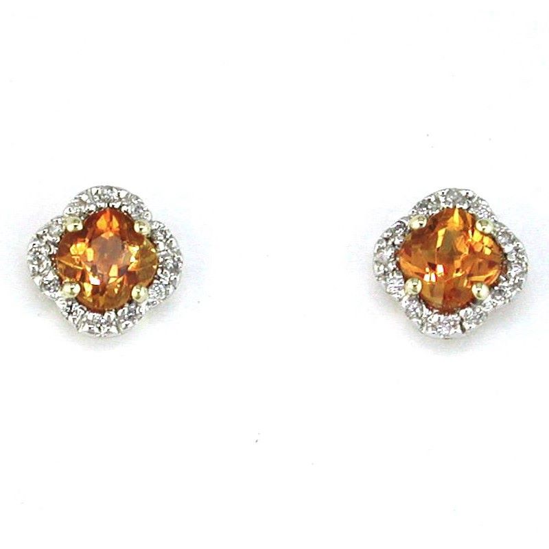 Citrine & Diamond Halo Stud Earrings Citrine & Diamond Halo Stud Earrings