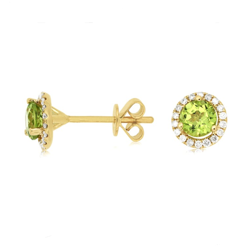 Peridot & Diamond Halo Stud Earrings Peridot & Diamond Halo Stud Earrings