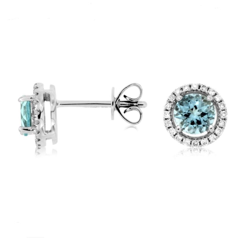 14k White Gold Aqua & Diamond Earrings 14k White Gold Aqua & Diamond Earrings