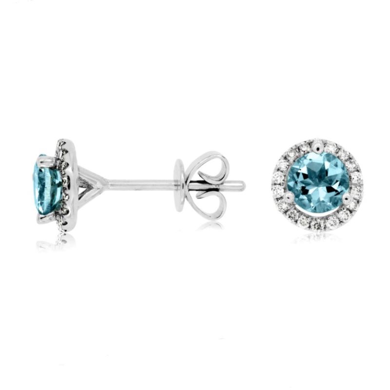 14k White Gold Aqua & Diamond Earrings 14k White Gold Aqua & Diamond Earrings