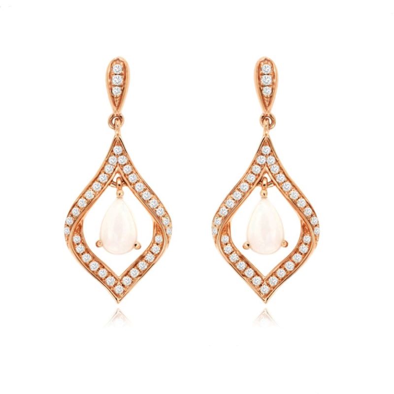 Opal & Diamond Dangle Earrings